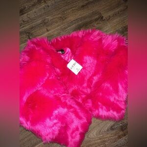 Hot pink fur coat